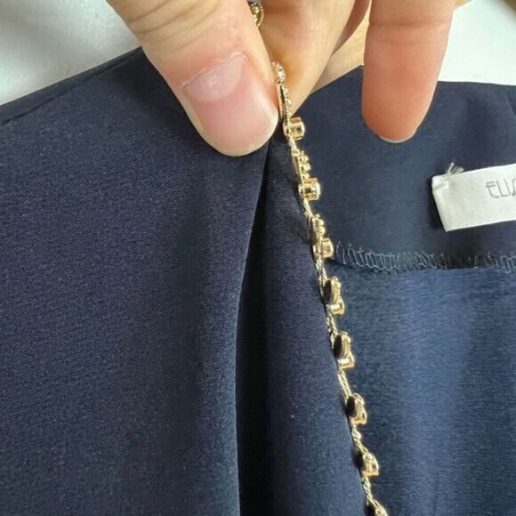 Vintage Elisa Cavaletti Club Women’s Medium Faux Wrap Gold Embellished Dress - Picture 7 of 12